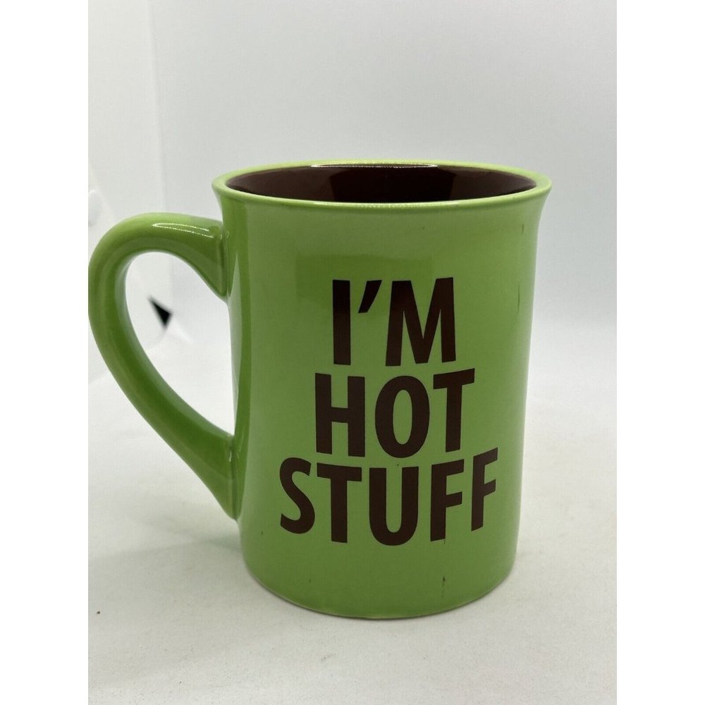 Mug Laurie Beasley I’m Hot Stuff Our Name Is Mud prof Marshmallow Roaster green